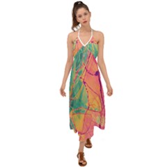 Alcohol Ink Halter Tie Back Dress 