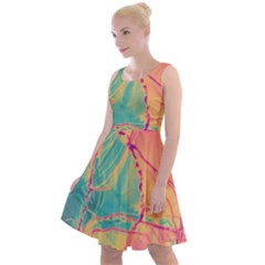 Alcohol Ink Knee Length Skater Dress