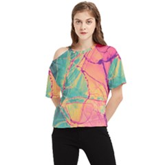 Alcohol Ink One Shoulder Cut Out Tee