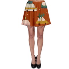 Cute Merry Christmas And Happy New Seamless Pattern With Cars Carrying Christmas Trees Skater Skirt by EvgeniiaBychkova