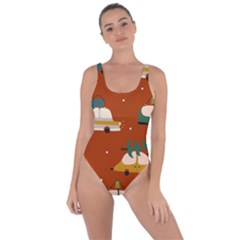 Cute Merry Christmas And Happy New Seamless Pattern With Cars Carrying Christmas Trees Bring Sexy Back Swimsuit by EvgeniiaBychkova