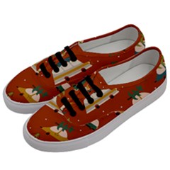 Cute Merry Christmas And Happy New Seamless Pattern With Cars Carrying Christmas Trees Men s Classic Low Top Sneakers by EvgeniiaBychkova