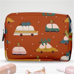 Cute Merry Christmas And Happy New Seamless Pattern With Cars Carrying Christmas Trees Make Up Pouch (medium) by EvgeniiaBychkova