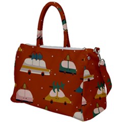 Cute Merry Christmas And Happy New Seamless Pattern With Cars Carrying Christmas Trees Duffel Travel Bag by EvgeniiaBychkova