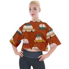 Cute Merry Christmas And Happy New Seamless Pattern With Cars Carrying Christmas Trees Mock Neck Tee by EvgeniiaBychkova