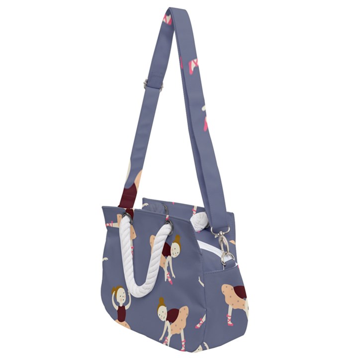 Cute  Pattern With  Dancing Ballerinas On The Blue Background Rope Handles Shoulder Strap Bag