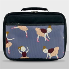 Cute  Pattern With  Dancing Ballerinas On The Blue Background Lunch Bag by EvgeniiaBychkova