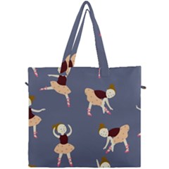 Cute  Pattern With  Dancing Ballerinas On The Blue Background Canvas Travel Bag by EvgeniiaBychkova