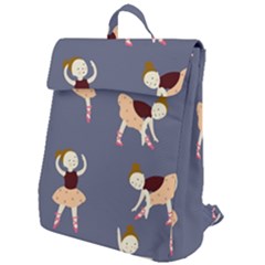 Cute  Pattern With  Dancing Ballerinas On The Blue Background Flap Top Backpack by EvgeniiaBychkova