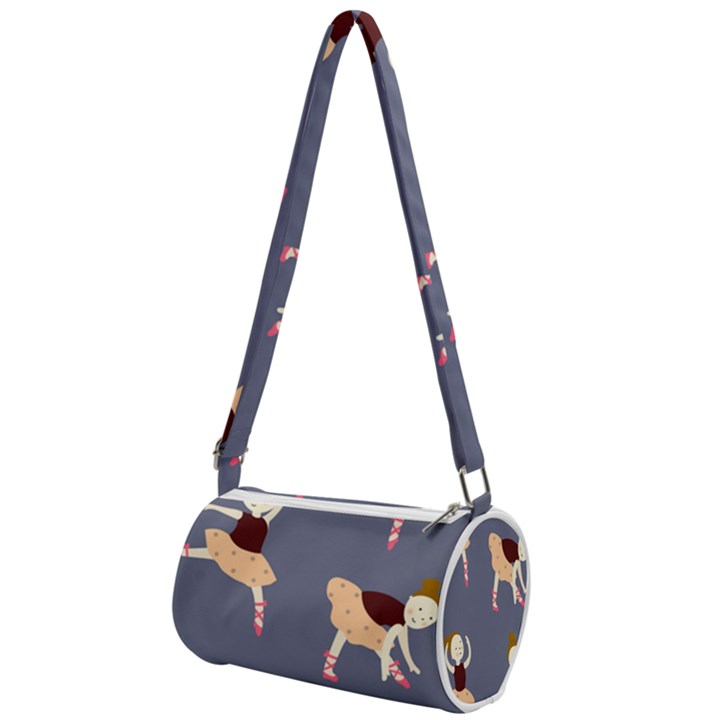 Cute  Pattern With  Dancing Ballerinas On The Blue Background Mini Cylinder Bag