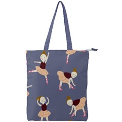 Cute  Pattern With  Dancing Ballerinas On The Blue Background Double Zip Up Tote Bag by EvgeniiaBychkova