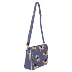 Cute  Pattern With  Dancing Ballerinas On The Blue Background Shoulder Bag With Back Zipper by EvgeniiaBychkova