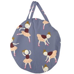 Cute  Pattern With  Dancing Ballerinas On The Blue Background Giant Round Zipper Tote