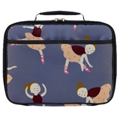 Cute  Pattern With  Dancing Ballerinas On The Blue Background Full Print Lunch Bag by EvgeniiaBychkova