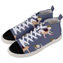 Cute  Pattern With  Dancing Ballerinas On The Blue Background Men s Mid-Top Canvas Sneakers View2