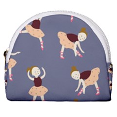 Cute  Pattern With  Dancing Ballerinas On The Blue Background Horseshoe Style Canvas Pouch by EvgeniiaBychkova