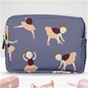 Cute  Pattern With  Dancing Ballerinas On The Blue Background Make Up Pouch (Medium) View1