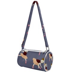 Cute  Pattern With  Dancing Ballerinas On The Blue Background Mini Cylinder Bag