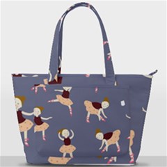 Cute  Pattern With  Dancing Ballerinas On The Blue Background Back Pocket Shoulder Bag  by EvgeniiaBychkova