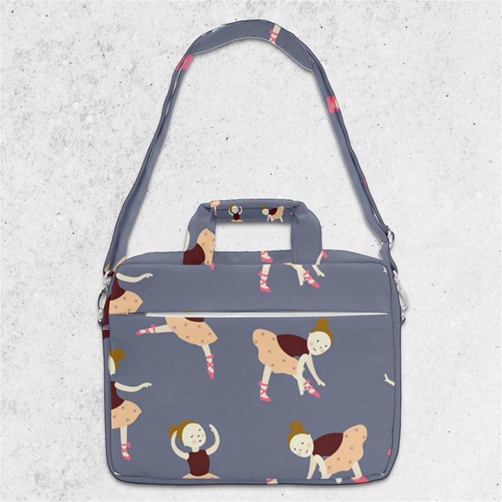 Cute  Pattern With  Dancing Ballerinas On The Blue Background Shoulder Laptop Bag