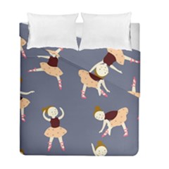 Cute  Pattern With  Dancing Ballerinas On The Blue Background Duvet Cover Double Side (full/ Double Size) by EvgeniiaBychkova