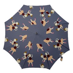 Cute  Pattern With  Dancing Ballerinas On The Blue Background Hook Handle Umbrellas (large) by EvgeniiaBychkova