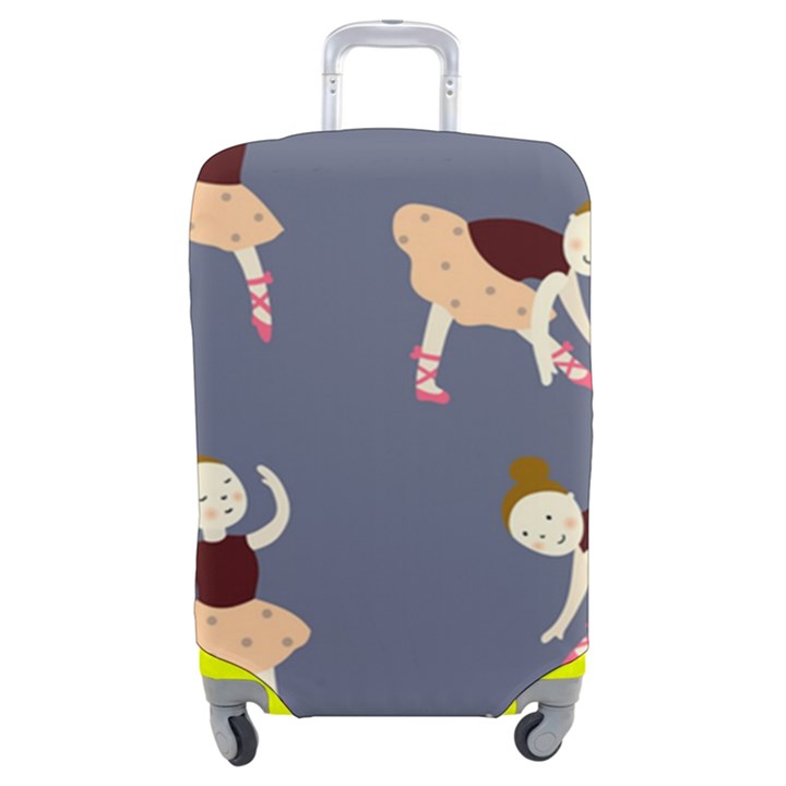 Cute  Pattern With  Dancing Ballerinas On The Blue Background Luggage Cover (Medium)