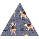 Cute  Pattern With  Dancing Ballerinas On The Blue Background Wooden Puzzle Triangle View1