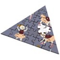 Cute  Pattern With  Dancing Ballerinas On The Blue Background Wooden Puzzle Triangle View2