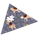 Cute  Pattern With  Dancing Ballerinas On The Blue Background Wooden Puzzle Triangle View3