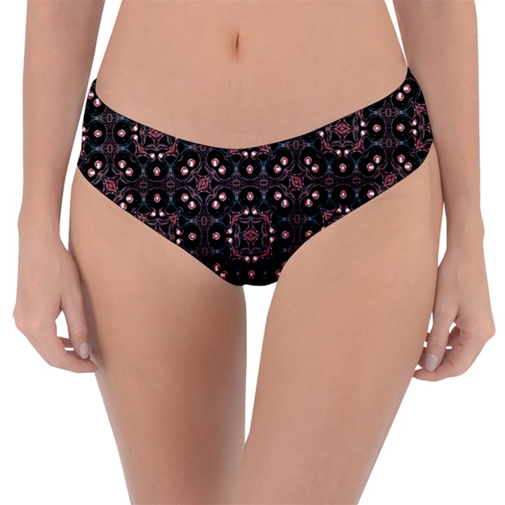 Dark Seamless Gemoetric Print Mosaic Reversible Classic Bikini Bottoms