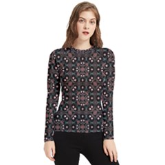 Dark Seamless Gemoetric Print Mosaic Women s Long Sleeve Rash Guard