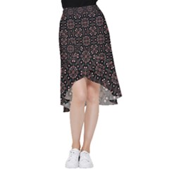 Dark Seamless Gemoetric Print Mosaic Frill Hi Low Chiffon Skirt by dflcprintsclothing