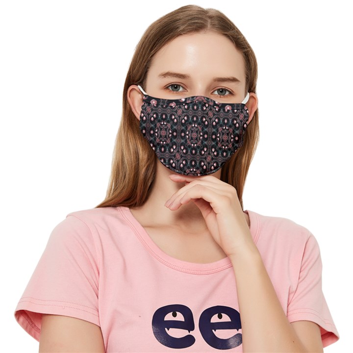 Dark Seamless Gemoetric Print Mosaic Fitted Cloth Face Mask (Adult)