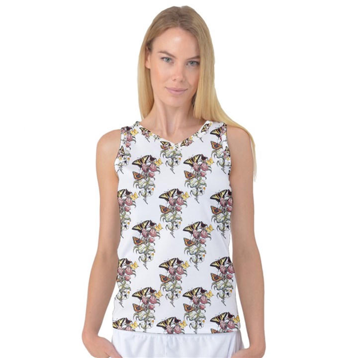 Butterflies On Peonies - by LaRenard Women s Basketball Tank Top