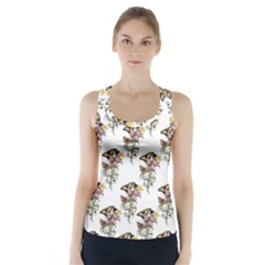 Butterflies On Peonies - By Larenard Racer Back Sports Top by LaRenard