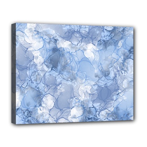 Blue Alcohol Ink Canvas 14  X 11  (stretched)