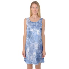 Blue Alcohol Ink Sleeveless Satin Nightdress by Dazzleway