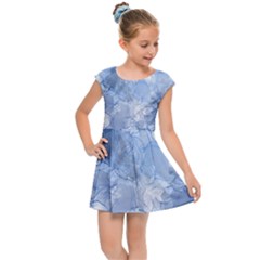 Blue Alcohol Ink Kids  Cap Sleeve Dress by Dazzleway