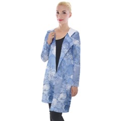 Blue Alcohol Ink Hooded Pocket Cardigan