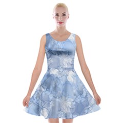 Blue Alcohol Ink Velvet Skater Dress by Dazzleway