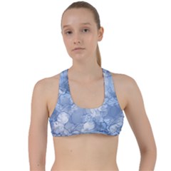 Blue Alcohol Ink Criss Cross Racerback Sports Bra by Dazzleway