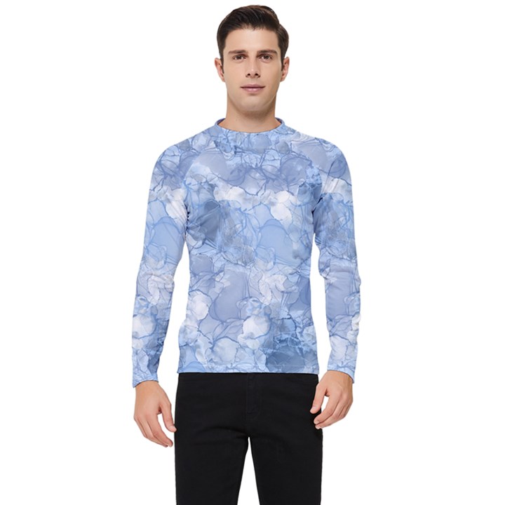 Blue alcohol ink Men s Long Sleeve Rash Guard