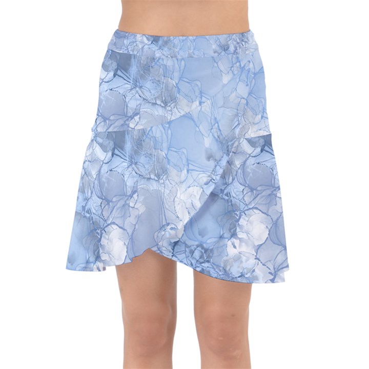 Blue alcohol ink Wrap Front Skirt