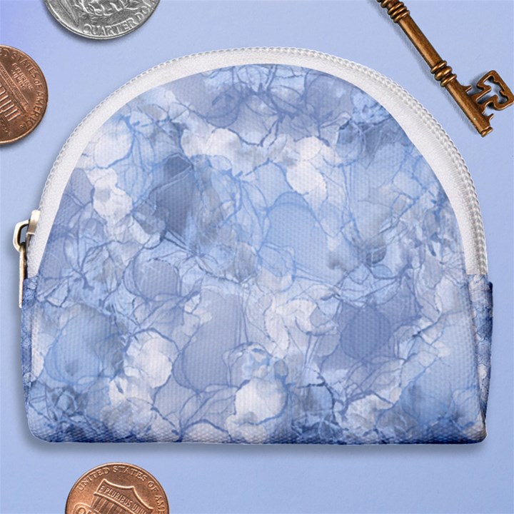 Blue alcohol ink Horseshoe Style Canvas Pouch