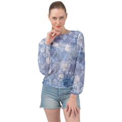 Blue Alcohol Ink Banded Bottom Chiffon Top by Dazzleway