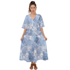 Blue Alcohol Ink Kimono Sleeve Boho Dress by Dazzleway