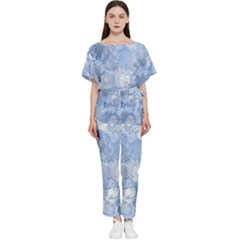 Blue Alcohol Ink Batwing Lightweight Jumpsuit