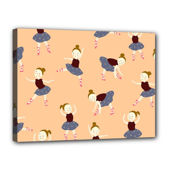 Cute  Pattern With  Dancing Ballerinas On Pink Background Canvas 16  x 12  (Stretched)