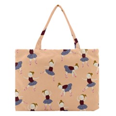 Cute  Pattern With  Dancing Ballerinas On Pink Background Medium Tote Bag